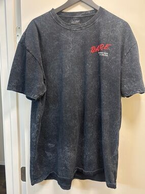 DARE Logo Mineral-Wash Black Short-Sleeve Tee for Men
